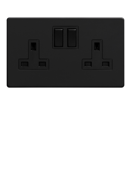 Dowsing & Reynolds Matt Black Double Plug Socket, Black Insert - view 2, Black Insert