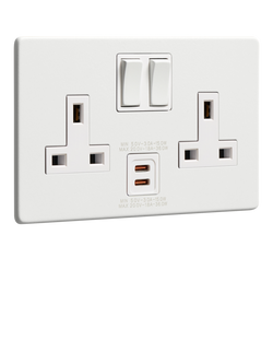 Dowsing & Reynolds Off White Double USB-C Socket, White Insert, White Insert