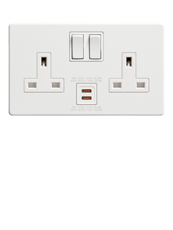 Dowsing & Reynolds Off White Double USB-C Socket, White Insert - view 2, White Insert