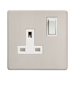 Dowsing & Reynolds Soft Silver Single Plug Socket, White Insert - view 2, White Insert