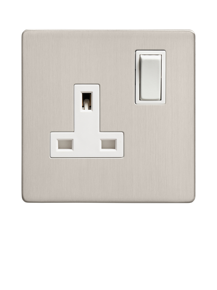 Dowsing & Reynolds Soft Silver Single Plug Socket, White Insert - view 2, White Insert
