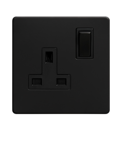 Dowsing & Reynolds Matt Black Single Plug Socket, Black Insert - view 2, Black Insert