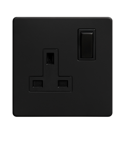 Dowsing & Reynolds Matt Black Single Plug Socket, Black Insert - view 2, Black Insert
