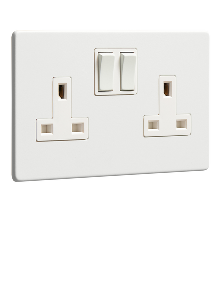 Dowsing & Reynolds Off White Double Wall Plug Socket, White Insert, White Insert