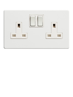 Dowsing & Reynolds Off White Double Wall Plug Socket, White Insert - view 2, White Insert