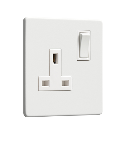 Dowsing & Reynolds Off White Single Plug Socket, White Insert, White Insert