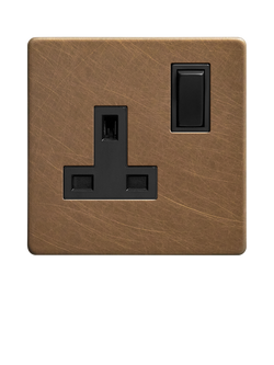 Dowsing & Reynolds Antique Brass Single Plug Socket, Black Insert - view 2, Black Insert