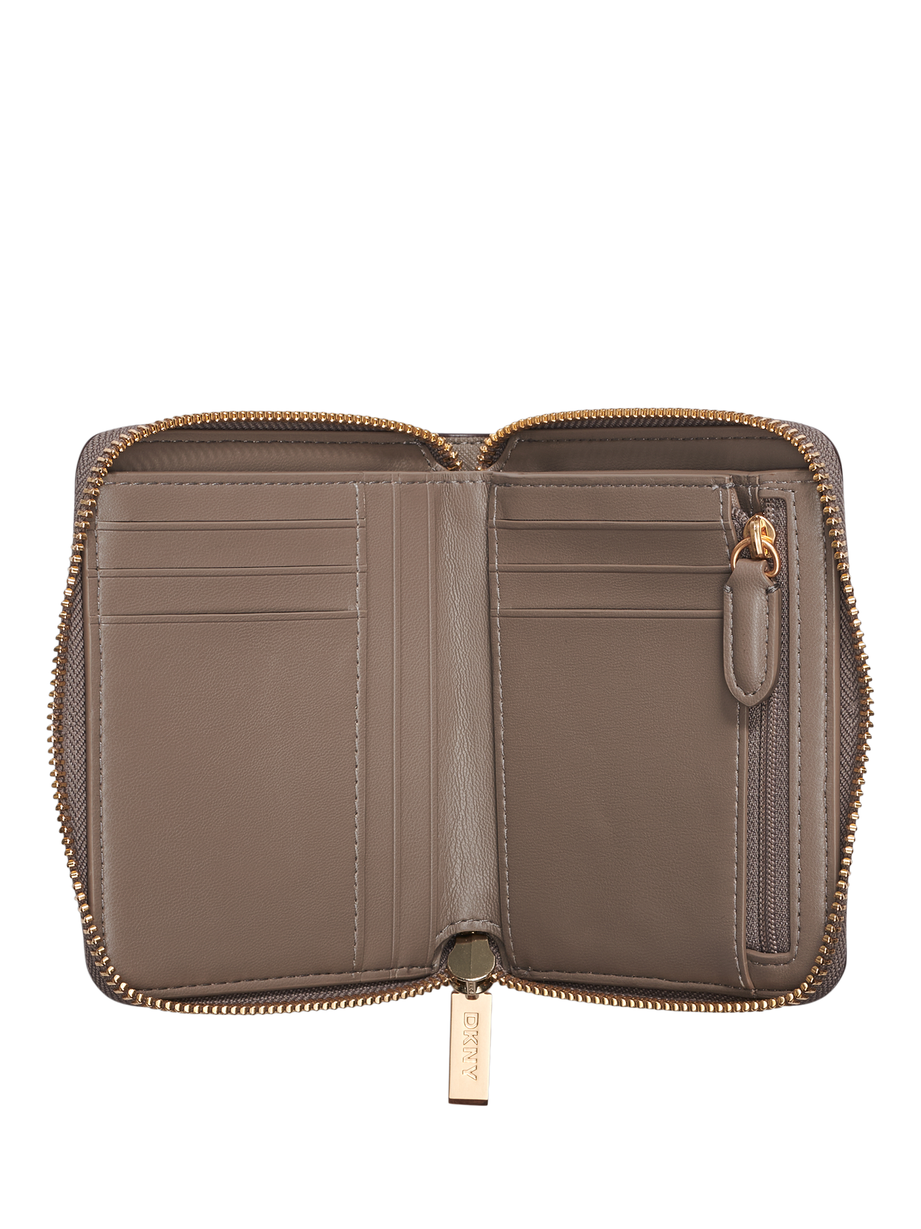 Product image 3 of 6, which shows DKNY Avil Small Zipped Wallet, Mink