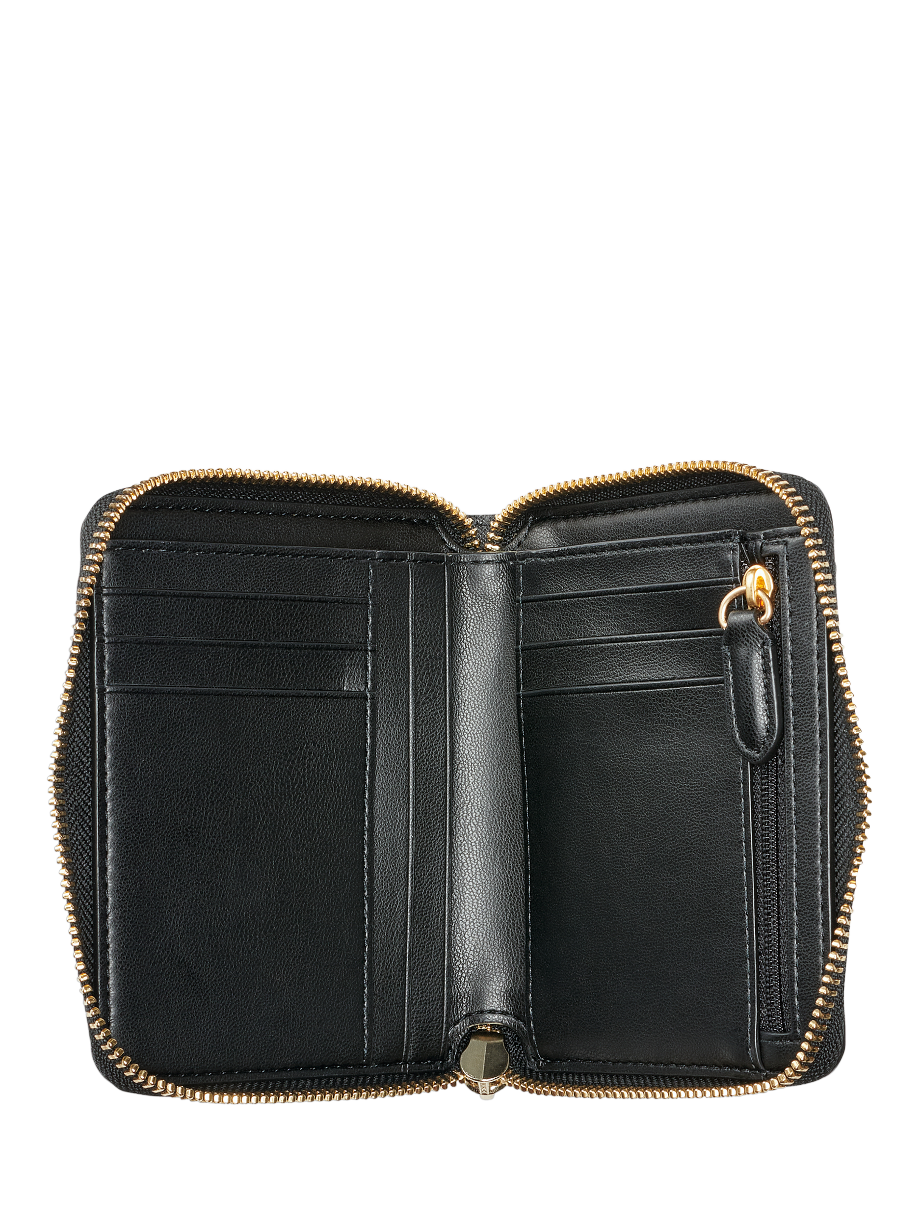 Product image 3 of 4, which shows DKNY Avril Small Leather Zip Wallet, Black/Gold