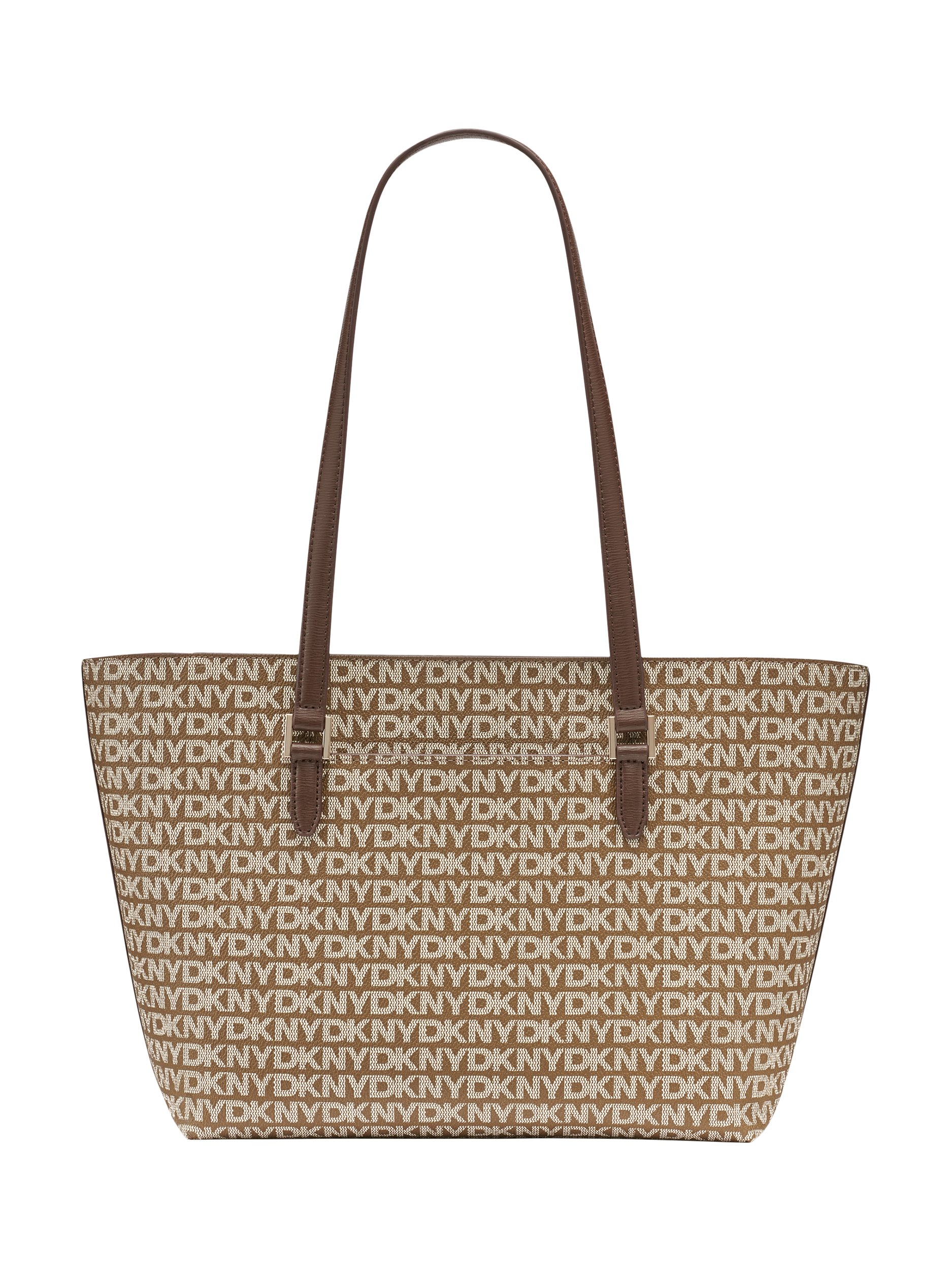 Product image 4 of 5, which shows DKNY Bryant Ave Medium Leather Logo Tote Handbag, Chino/Chocolate