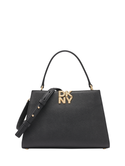 DKNY Foster Leather Satchel Bag, Black/Gold