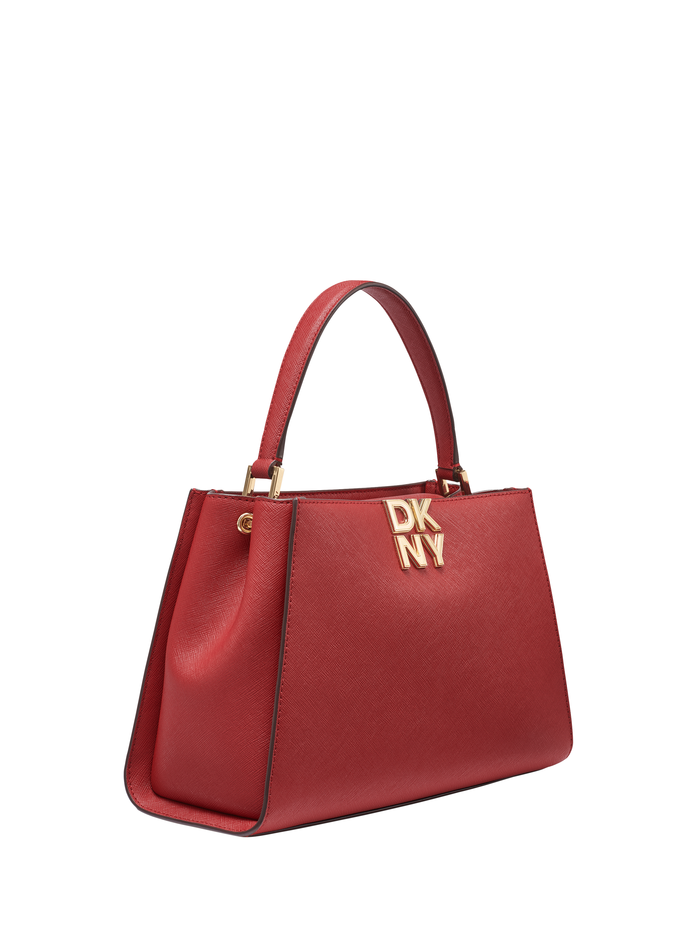 Product image 2 of 5, which shows DKNY Foster Leather Satchel Bag, Bright Red