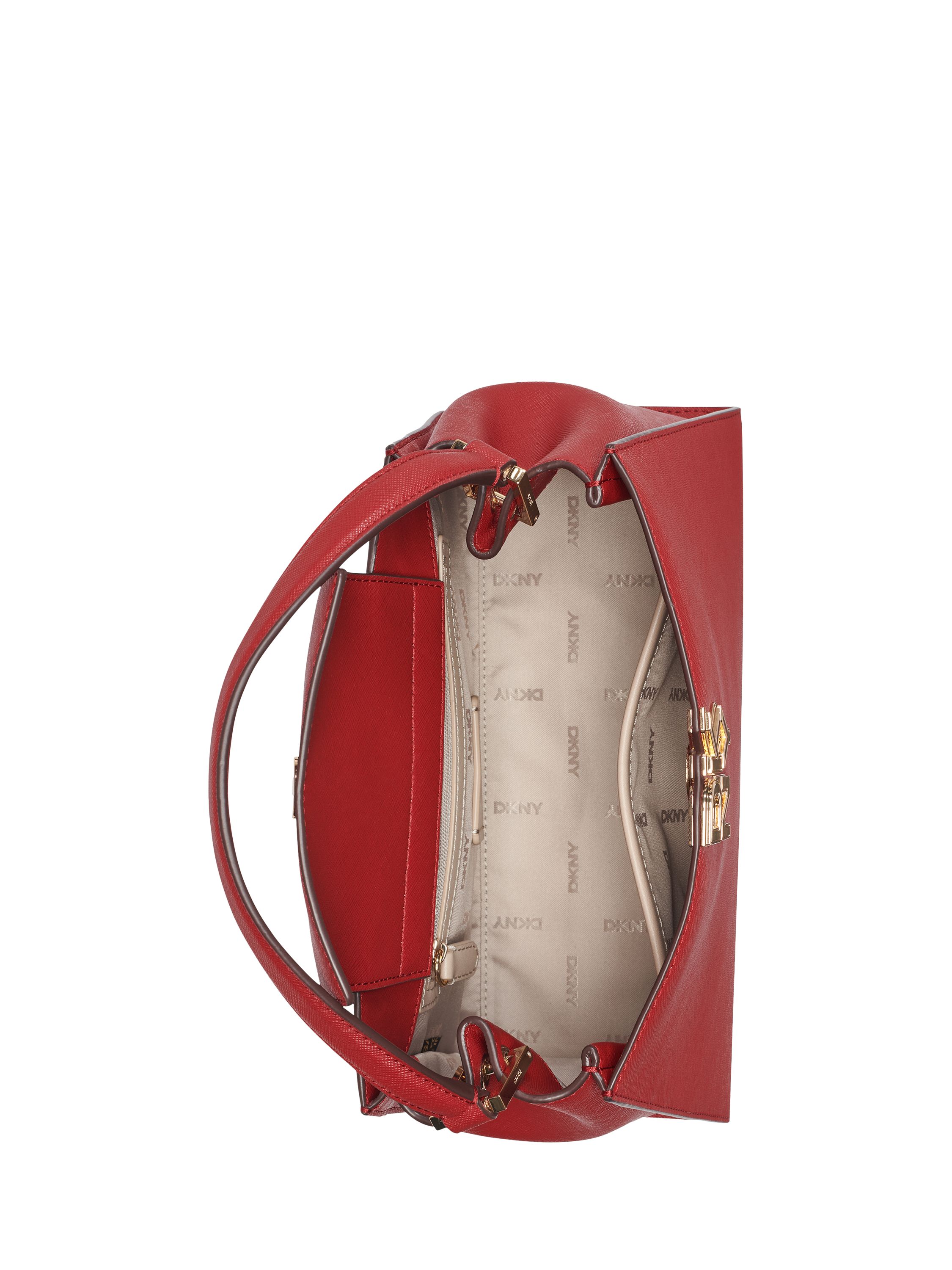 Product image 3 of 5, which shows DKNY Foster Leather Satchel Bag, Bright Red
