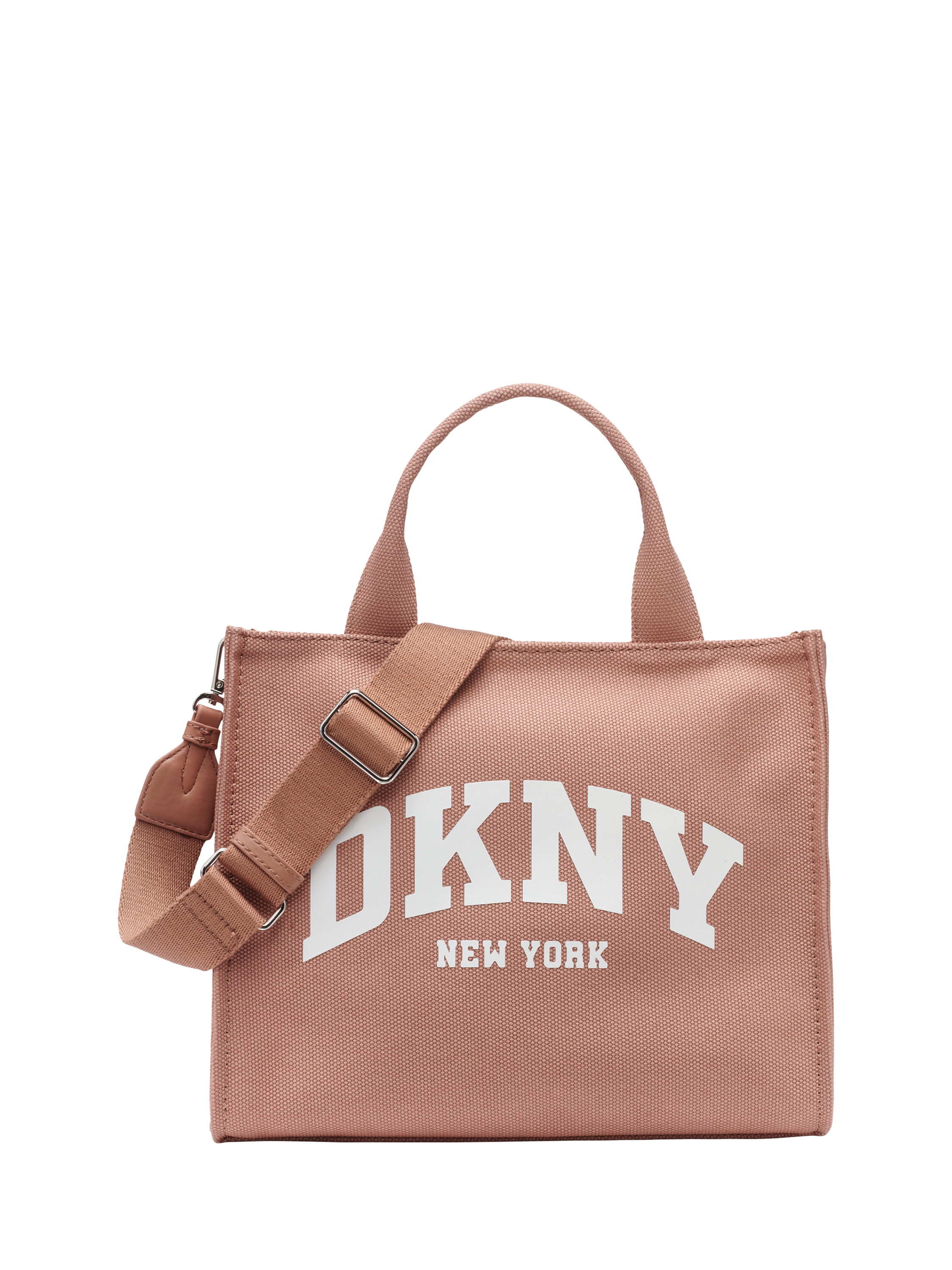 Product image 1 of 5, which shows DKNY Hadlee Cotton Logo Tote Handbag, Hot Cocoa