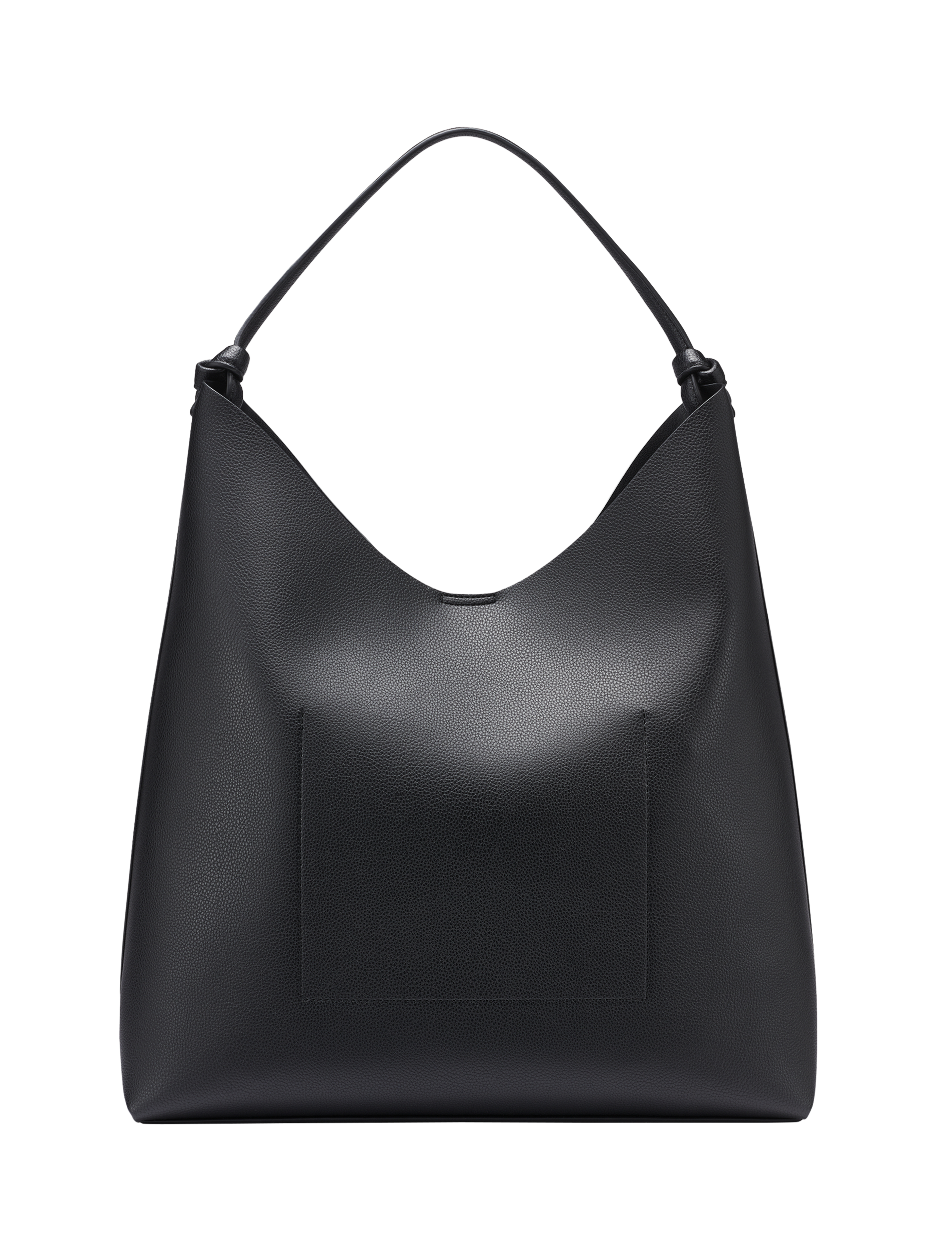 Product image 4 of 5, which shows DKNY Paula Faux Leather Hobo Handbag, Black/Gold