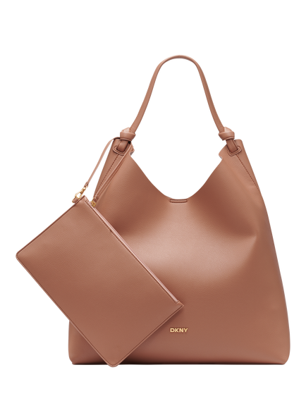 DKNY Paula Faux Leather Hobo Handbag, Hot Cocoa