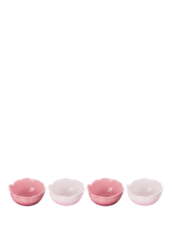 Le Creuset Stoneware Petal Mini Bowls, Set of 4, 10cm, Pink - view 2, Multi