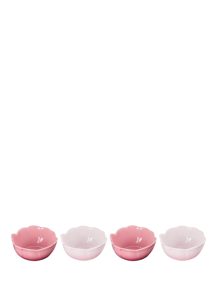 Le Creuset Stoneware Petal Mini Bowls, Set of 4, 10cm, Pink - view 2, Multi