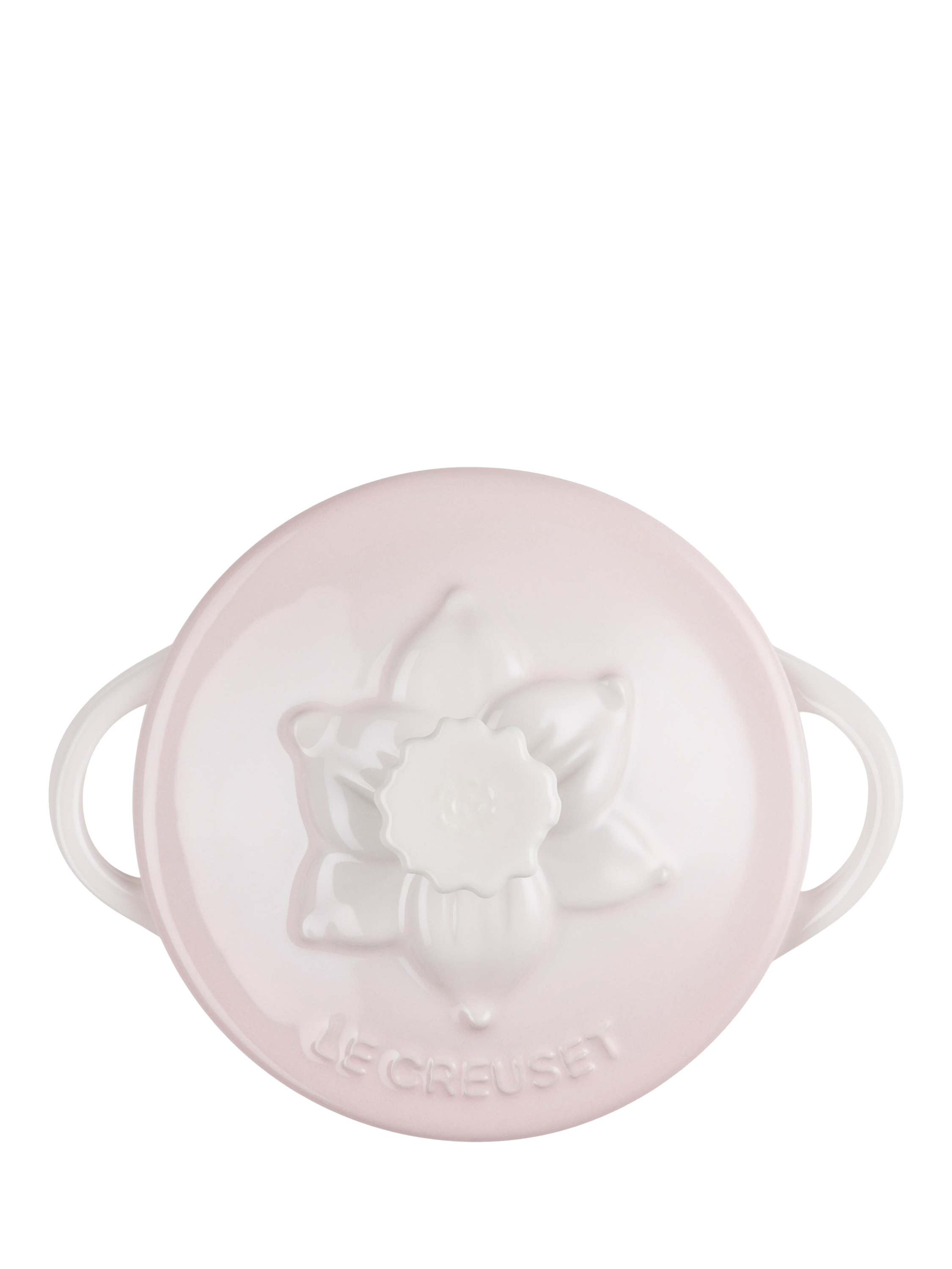LE CREUSET 小型スープカップ ホワイト ピンク Le Creuset Stoneware Jardin Petite Round Casserole, Shell Pink