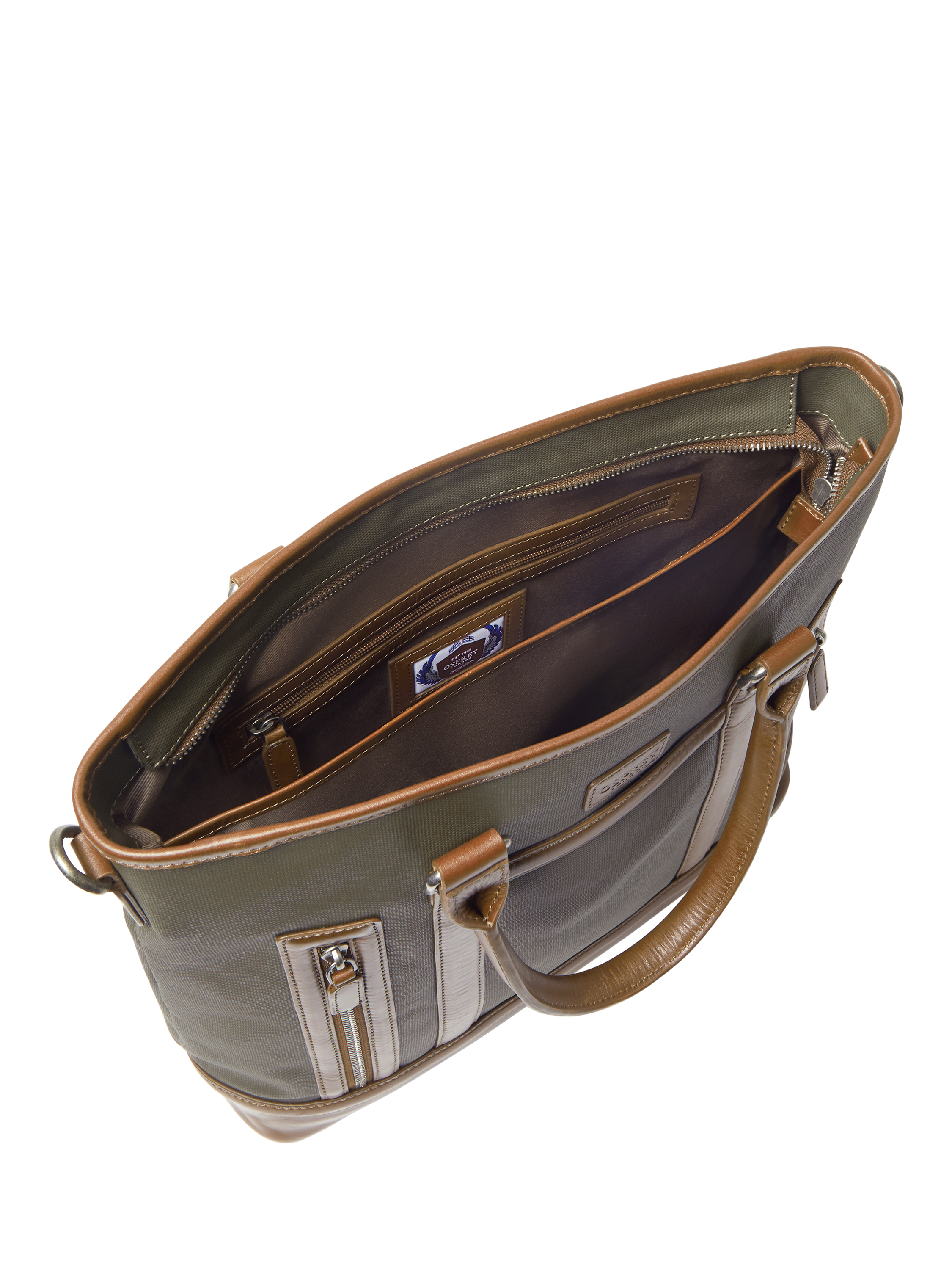 Product image 5 of 6, which shows OSPREY LONDON Frontline Large Workbag, Khaki/Chestnut