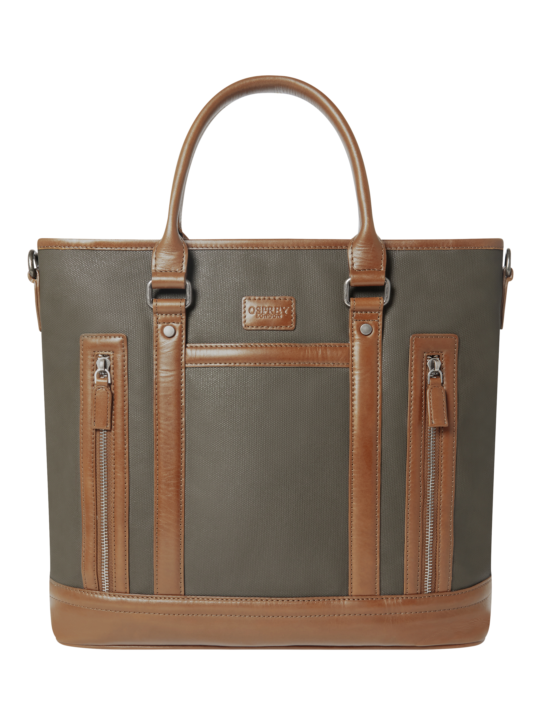 Product image 6 of 6, which shows OSPREY LONDON Frontline Large Workbag, Khaki/Chestnut