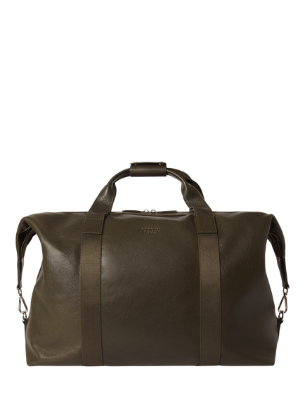 OSPREY LONDON Toby Leather Weekender Bag, Dark Olive