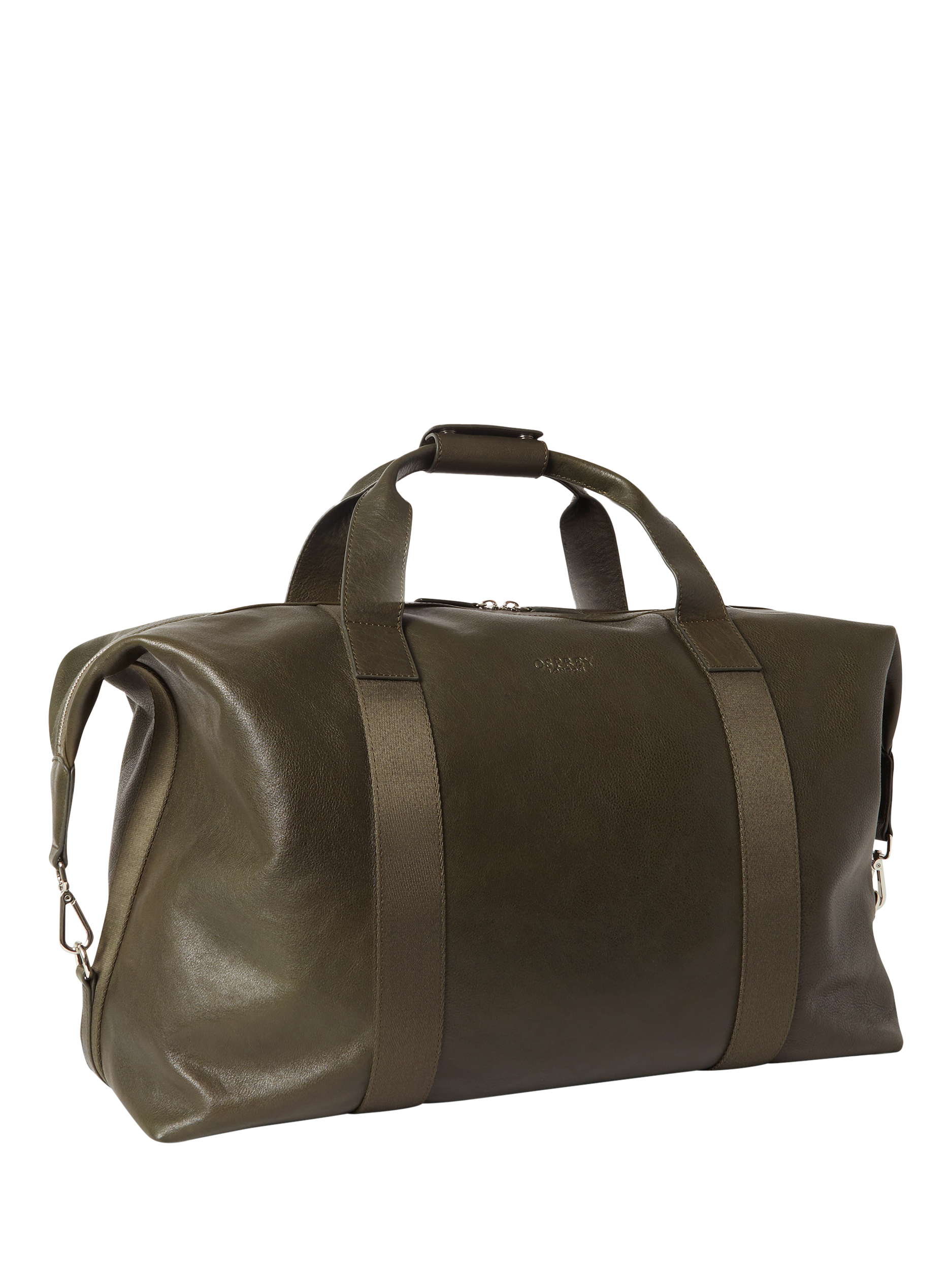 OSPREY LONDON Toby Leather Weekender Bag, Dark Olive