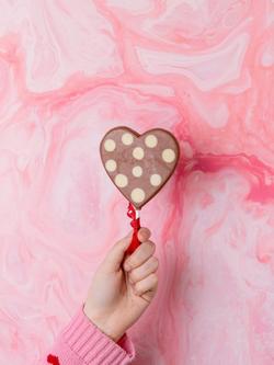 Cocoa Loco Milk Chocolate Polka Dot Heart Lolly, 60g - view 2, Multi
