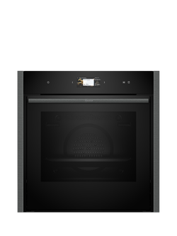 Neff OUTLET N90 Slide and Hide B64VS71G0B Built In Self Cleaning Electric Single Oven with Steam Function, Like New, Grey Graphite, Grey Graphite