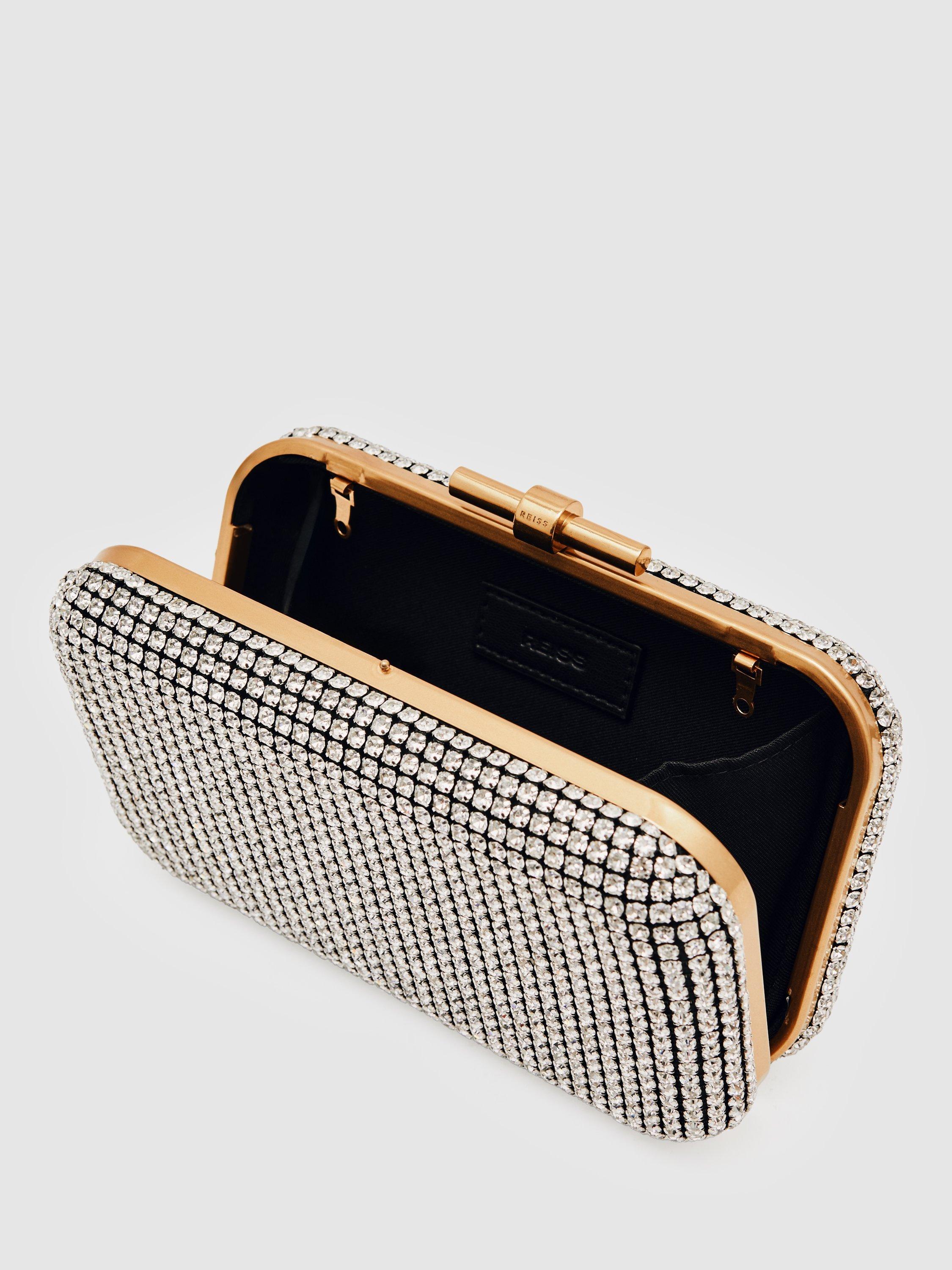 Product image 3 of 4, which shows Reiss Orla Embellished Clutch Bag, Silver