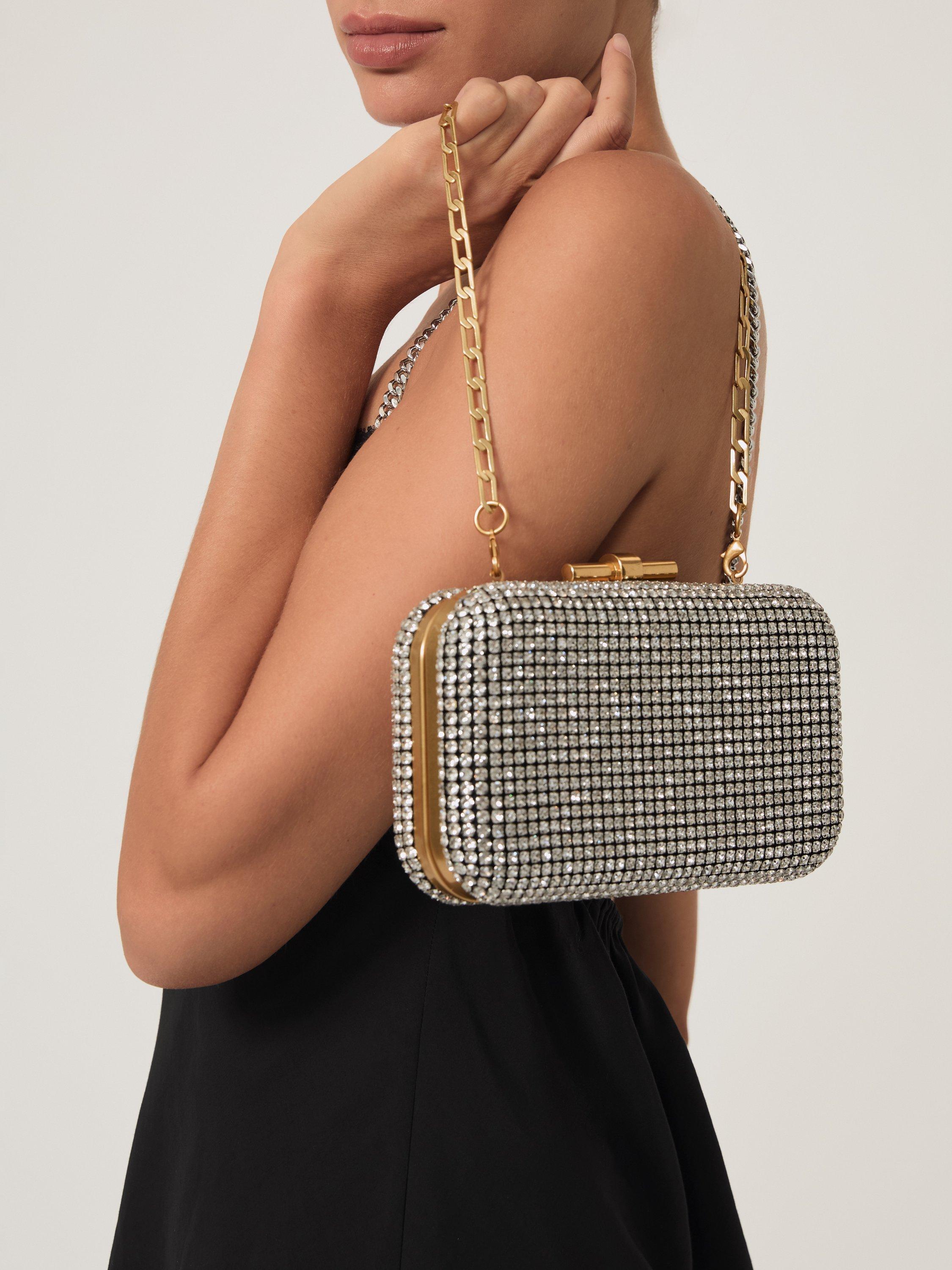 Product image 4 of 4, which shows Reiss Orla Embellished Clutch Bag, Silver