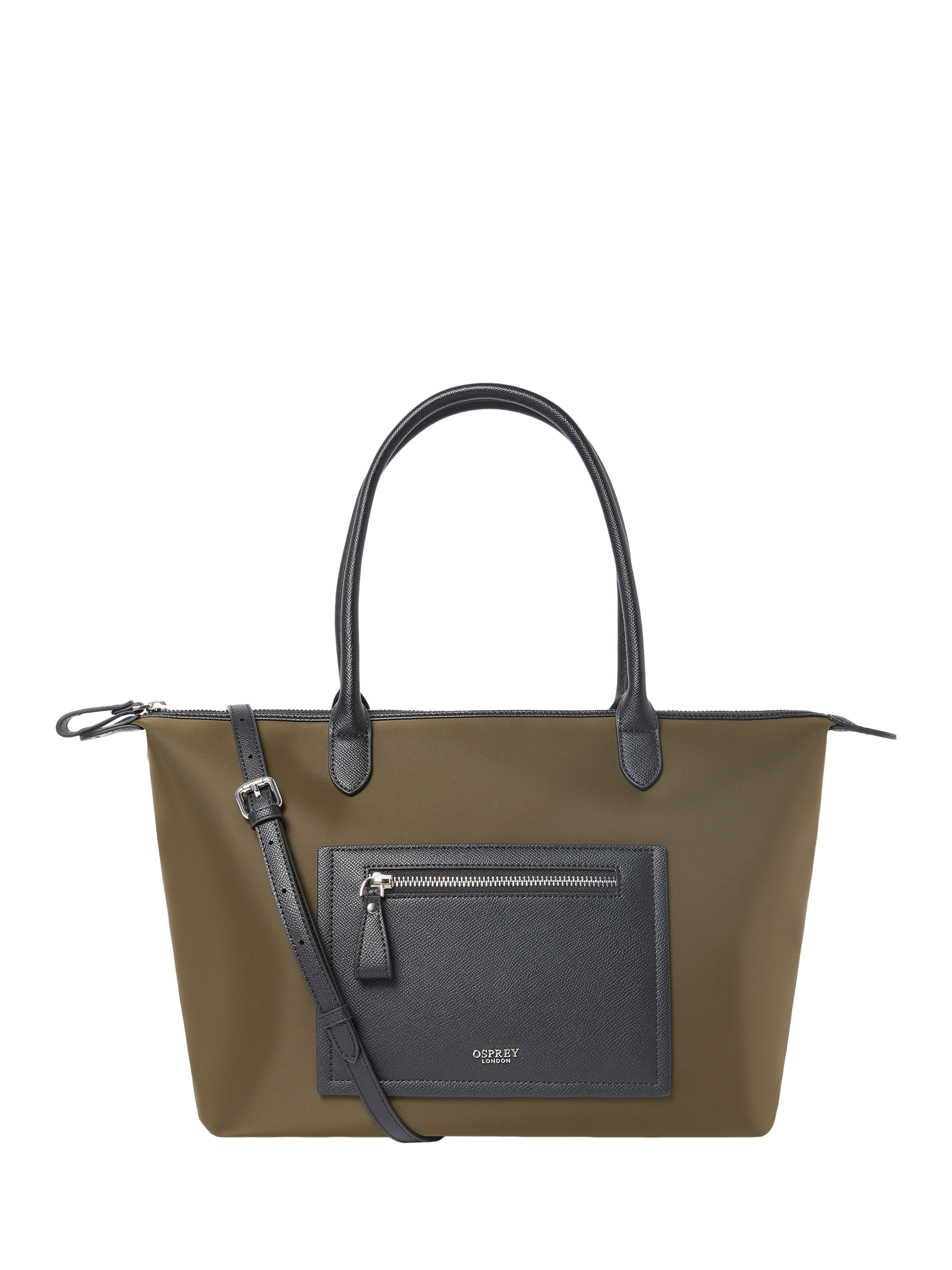Product image 1 of 5, which shows OSPREY LONDON Linear Tote Bag, Olive