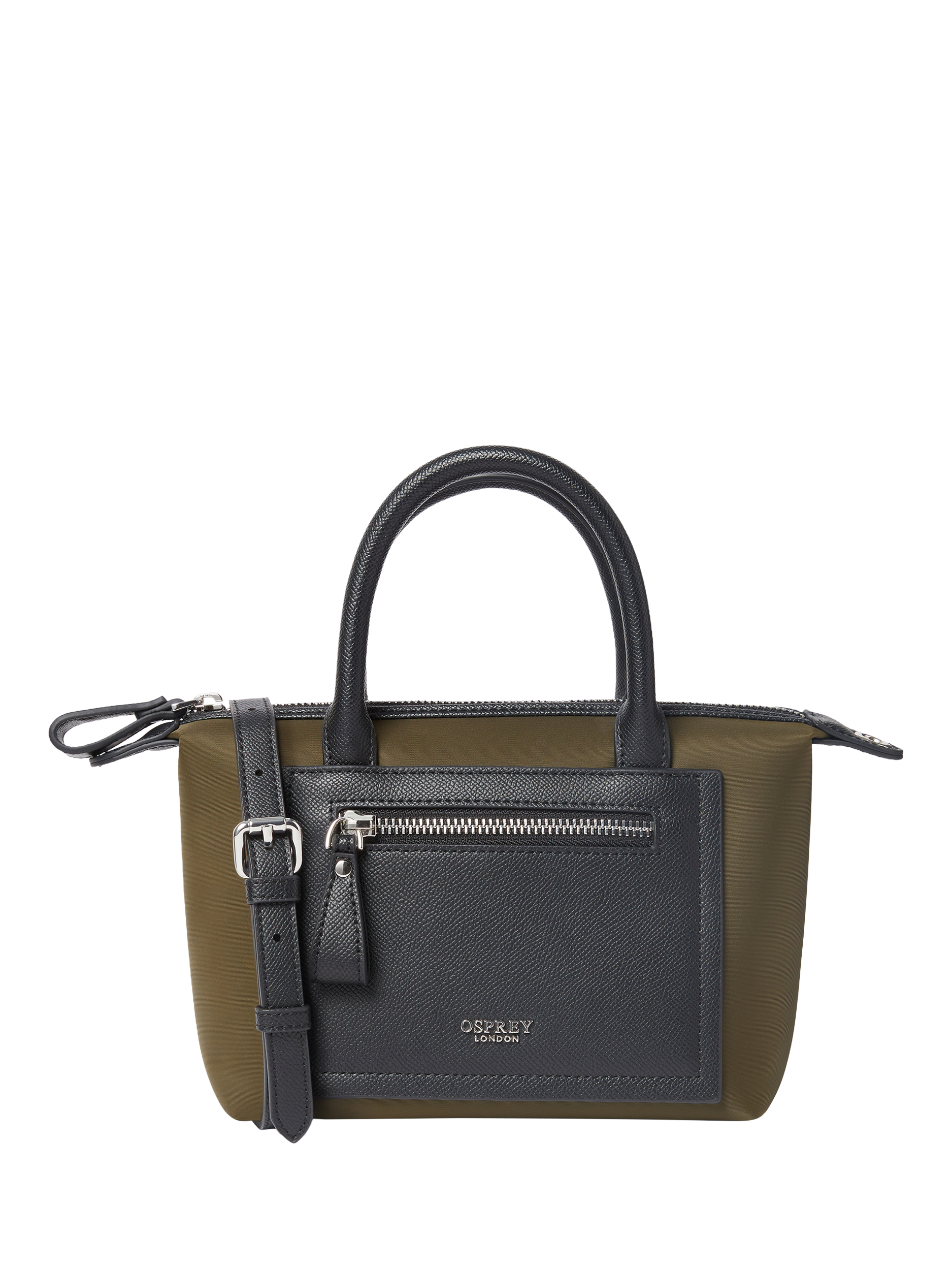 Product image 1 of 5, which shows OSPREY LONDON Mini Linear Tote Bag, Olive