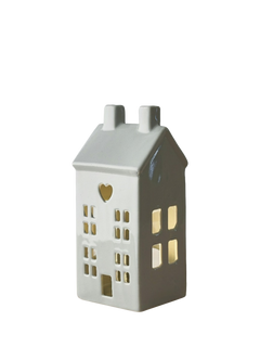 Truly Ceramic House Tealight Holder, Grey, H21cm