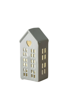 Truly Ceramic House Tealight Holder, Grey, H16cm