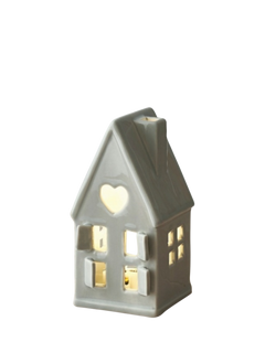 Truly Ceramic House Tealight Holder, Grey, H11.5cm