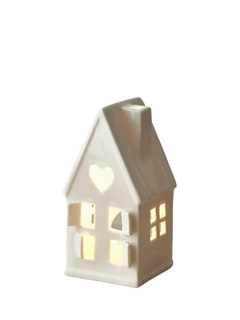 Truly Ceramic House Tealight Holder, White, H11.5cm