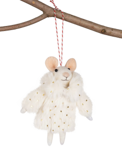 Truly Faux Fur Coat Mouse Tree Decoration