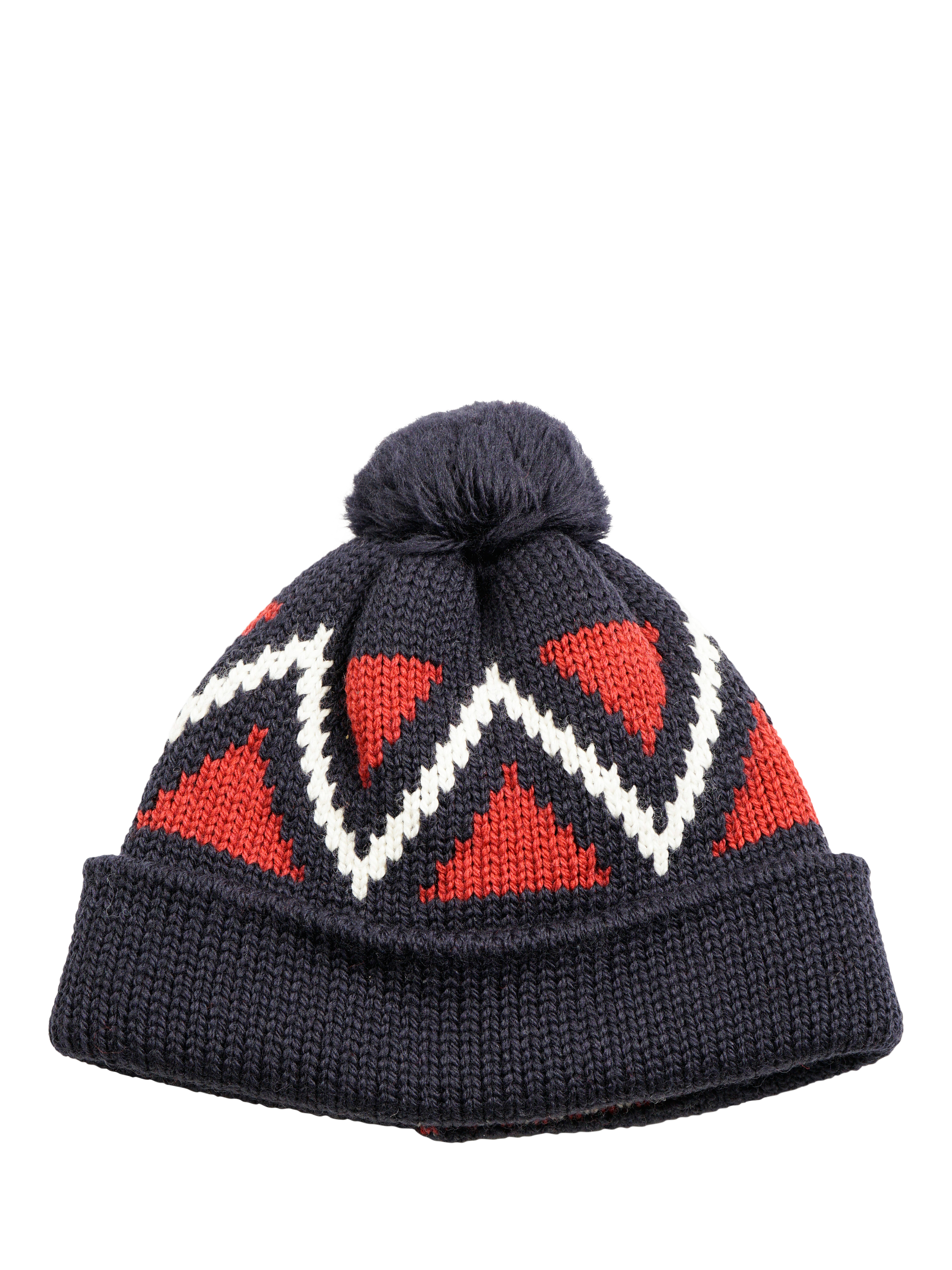 Product image 1 of 2, which shows Nigel Cabourn Made in England Wool Winter Bobble Beanie, Navy