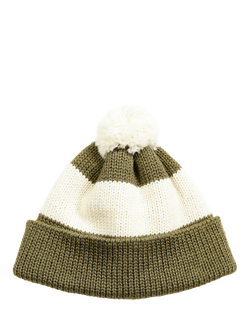 Nigel Cabourn Stripe Wool Bobble Hat, Army, Army