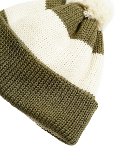 Nigel Cabourn Stripe Wool Bobble Hat, Army - view 2, Army