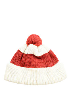 Nigel Cabourn Stripe Wool Bobble Hat, Oatmeal, Oatmeal