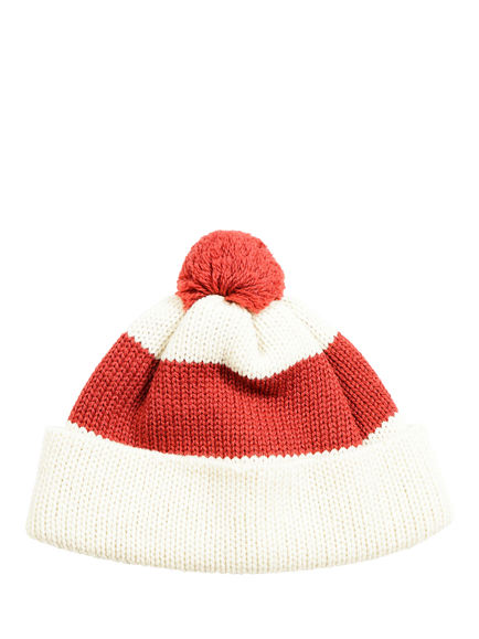 Nigel Cabourn Stripe Wool Bobble Hat, Oatmeal, Oatmeal