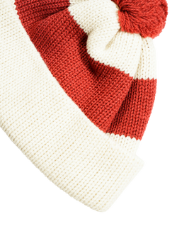 Nigel Cabourn Stripe Wool Bobble Hat, Oatmeal - view 2, Oatmeal