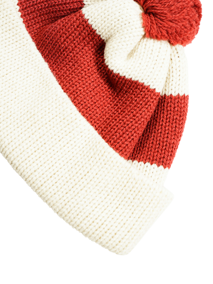 Nigel Cabourn Stripe Wool Bobble Hat, Oatmeal - view 2, Oatmeal