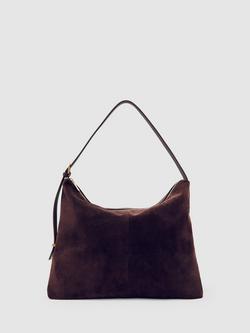 Reiss Vigo Suede Tote Bag, Burgundy, Burgundy