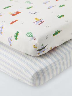 John Lewis Discovery Transport Fitted Cotbed Sheets, Pack of 2, Multi, Multi