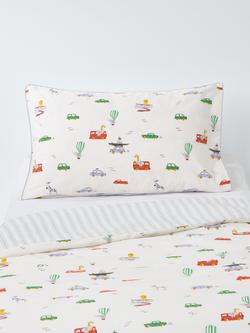John Lewis Animal Transport Reversible Duvet Cover & Pillowcase Set, Cotbed, Multi, Multi