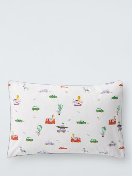John Lewis Animal Transport Reversible Duvet Cover & Pillowcase Set, Cotbed, Multi - view 2, Multi