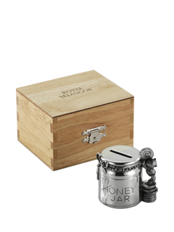 Royal Selangor Christening Pewter Teddy Money Box in Wooden Gift Box - view 2, 